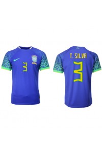 Brazilië Thiago Silva #3 Voetbaltruitje Uit tenue WK 2022 Korte Mouw